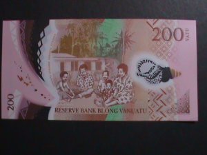 VANUATU-BANK OF VANUATU POLYMER $200 NOTE-UNC- VERY FINE HARD TO FIND