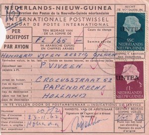 1962, U.N.T.E.A., High Value Parcel Receipt to Papendrechi, Holland (43079)