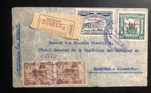 1939 Asuncion Paraguay Airmail diplomatic Cover to embassy  Hamburg Germany