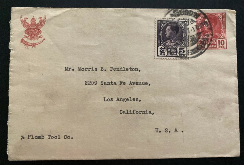 1947 Bangkok Thailand Postal Stationery Cover To Los Angeles CA USA H&GB5 