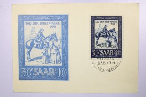 SAAR 1952 Semi Postal Issue FDC / Nice Cachet - L40338