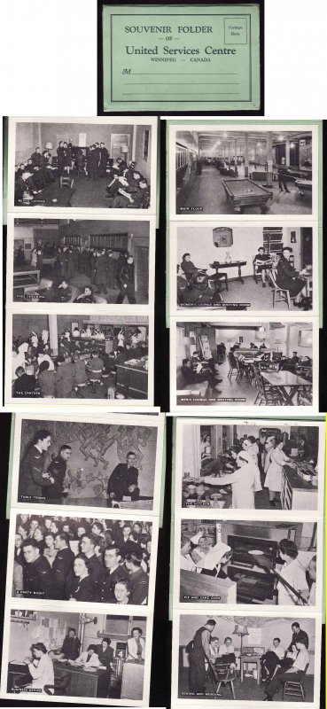 Canada-cover  #8852 -WWII souvenir folder-12 b/w photos of United Services Centr