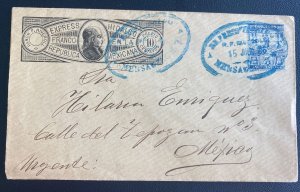 1896 Mexico Wells Fargo Express Postal Stationery Cover Locally Used