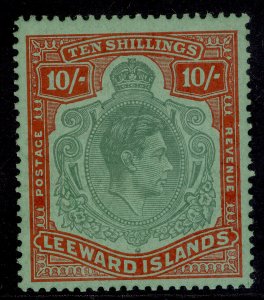 LEEWARD ISLANDS GVI SG113b, 10s green & red/green, NH MINT. Cat £150.