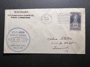 1931 USA Zeppelin Cover USS Akron Akron OH to Louisville KY Christening