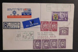 1966 Registered Airmail Independence Salisbury Rhodesia to London England