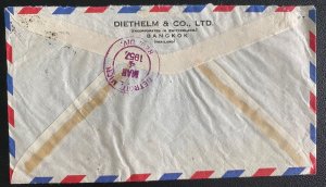 1957 Bangkok Thailand Airmail Commercial cover To Detroit Mi USA