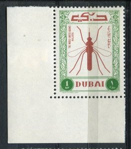 DUBAI; 1963 early Malaria issue fine MINT CORNER 1np. value