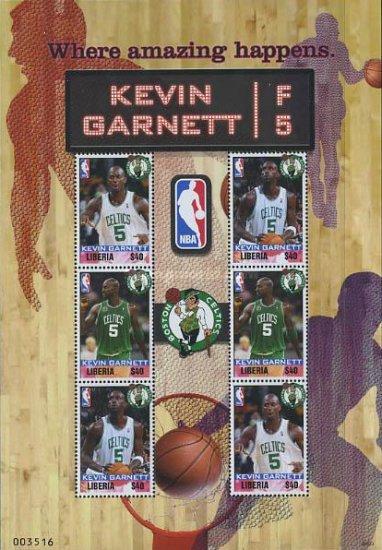 Liberia 2008 Kevin Garnett NBA Basketball Player Star Sports Famous People Stamp