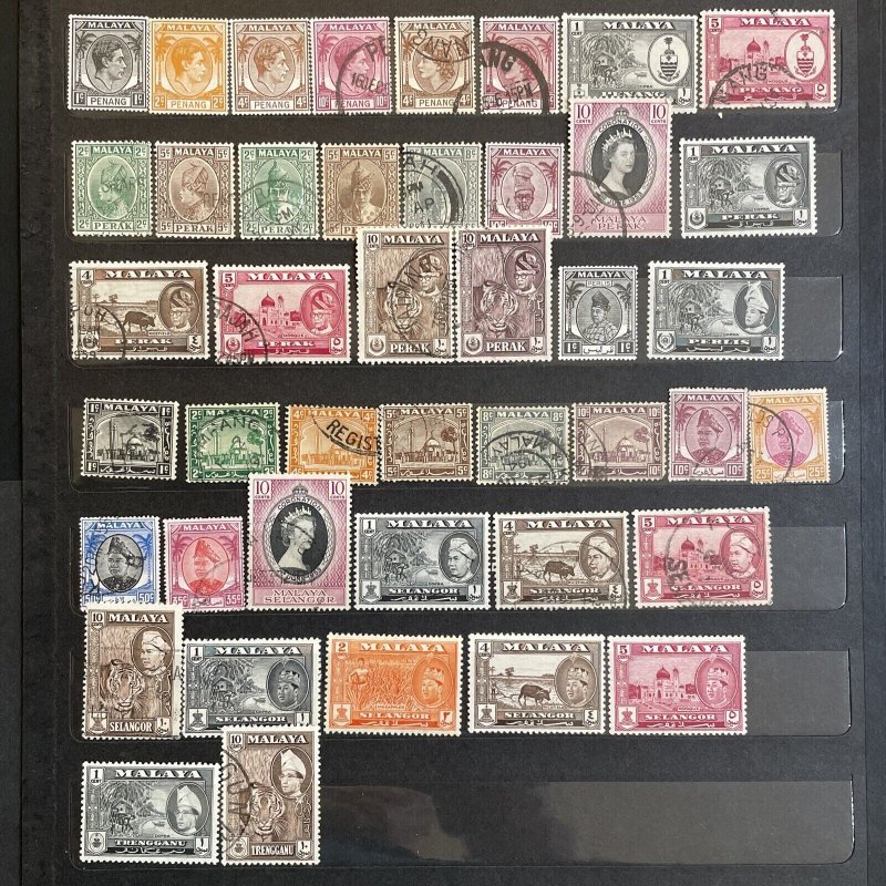 Collection of 111 different m/u stamps Malaya Federation, SCV $80 