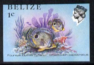 Belize 1984-88 Butterflyfish 1c def imperf single with fi...