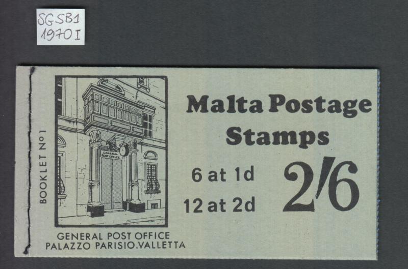 XG-Z952 MALTA IND - Definitives, 1970 Booklet N.1, Parisio Palace SGSB1 MNH