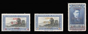 Panama #C127-128A Cat$29.50, 1952 Surcharges, set of three, never hinged