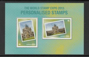 2013 Australia World Stamp Expo Personalised Stamps Mini Sheet ex-Year Book MNH