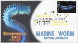 18-066, 2018, Bioluminescent Life, DCP, Marine Worm, First Day Cover