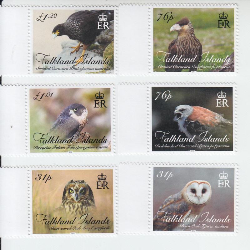 2016 Falkland Islands Birds of Prey (6) (Scott 1157-62) MNH