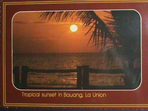 PHILIPPINE-1985 SUNSET IN BAUANG, LA UNION PICTURE POST CARD WITH STAMP-USED