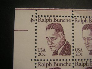 Scott 1860, 20c Ralph Bunche, PB4 #4 x4, Matched Set, MNH Great Americans Beauty