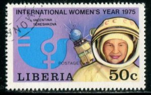 702 Liberia 50c International Women's Year - Space, used