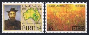 Ireland 709-710,MNH.Michel 643-644. Robert O'Hara Burke, 1988. Map, Mural.