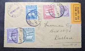 1925 South Africa Airmail Cover Capetown to Durban