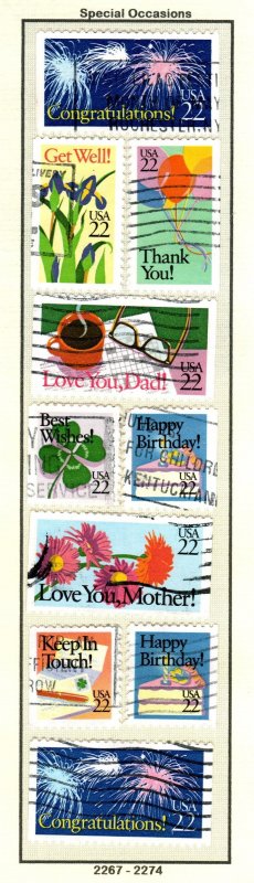 SC# 2267-2274 - (22c) - Special Occasions USED set of 10