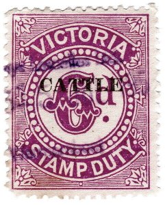 (I.B) Australia - Victoria Revenue : Cattle Duty 6d (1951)