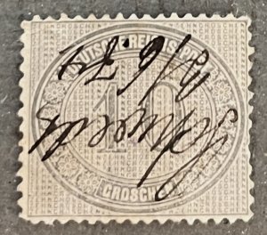 Germany 12 / 1872 10gr Gray Pen Cancellation Stamp, Used, Creases