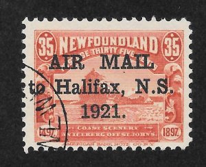 Newfoundland Scott C3b Used NH - 1921 Halifax Air Post with Period after 1921