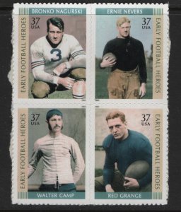 US 3811a MNH.  EARLY FOOTBALL HEROES , BLOCK OF 4,   2003
