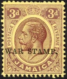 Jamaica SG69a 3d Purple/yellow with a Pale yellow Back M/M Cat 18 pounds