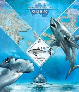 SOLOMON ISLANDS 2013 SHEET SHARKS MARINE LIFE slm13419b