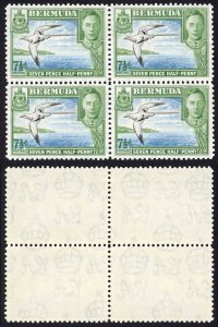 Bermuda SG114b 7 1/2d Black Blue and Bright Green Mint Block (2 x U/M)