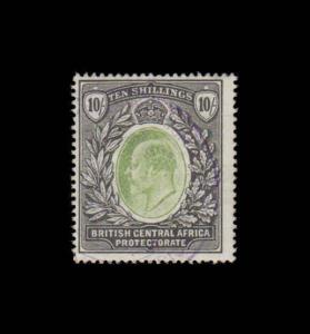 Br Cent Africa NYASALAND SG65 Sc 67 1903-4 10/= GREY-GREEN & BLACK USED  (6rnya)