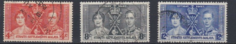 MALAYA  STRAITS SETTLEMENTS  1937  CORONATION SET  USED