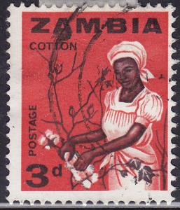 Zambia 7 USED 1964 Woman Picking Cotton