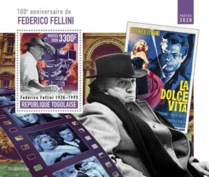 Togo - 2020 Italian Director Federico Fellini - Stamp Souvenir Sheet - TG200353b