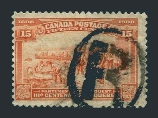 Canada 102,used.Mi 90. Quebec,300th Ann.1908.Champlain's departure for the West.