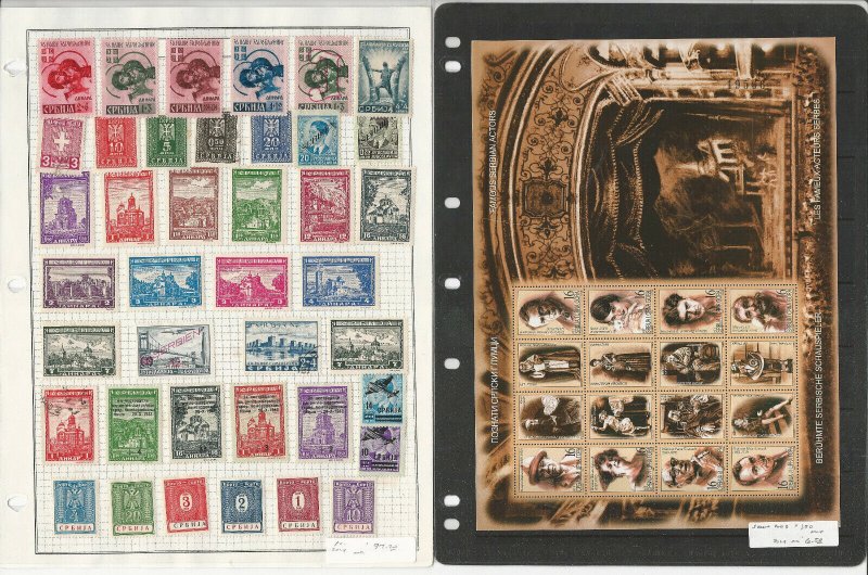 Serbia Stamp Collection on 3 Pages, Interesting Lot, JFZ