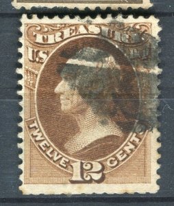 USA; 1870s early classic Treasury Dept. issue fine used 12c. value
