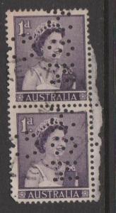 Australia Sc#314 Used Pair G NSW Perfin