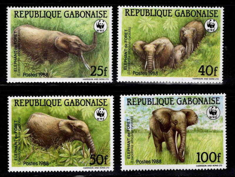 GABON Scott 634-637 MNH**  WWF Elephant set CV$18.50