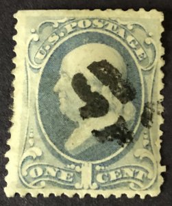 US Scott#145- 1 cent Franklin- fancy cancel