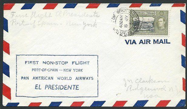 TRINIDAD 1950 PanAm first flight cover to New York.........................45181