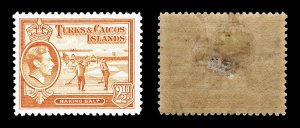 4070: Turks and Caicos SG199 2½d Orange. 1944. Sc#83 Mi123 MM Mint. C£13