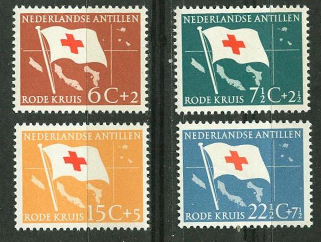 Netherlands Antilles # B39-B42 Red Cross Flag  (4) Mint NH