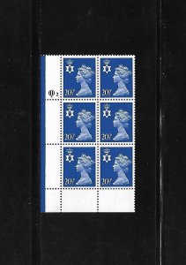 Great Britain Stamps: Northern Ireland: #NIMH39; 20½p Machin LL # Blk/6 (2) MNH