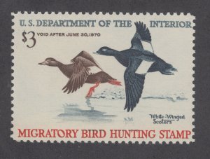 US Sc RW36 MLH. 1969 $3 White Winged Scoters, Duck Stamp VF