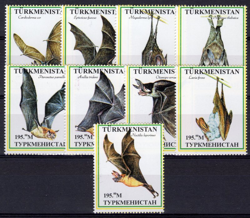 Turkmenistan 1999 BATS Set  (9) #1 Perforated MNH