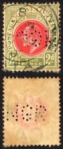 Natal SGRO3 2d  Perfin NGR (reversed) Railway Official Stamp 3 Oct Durban